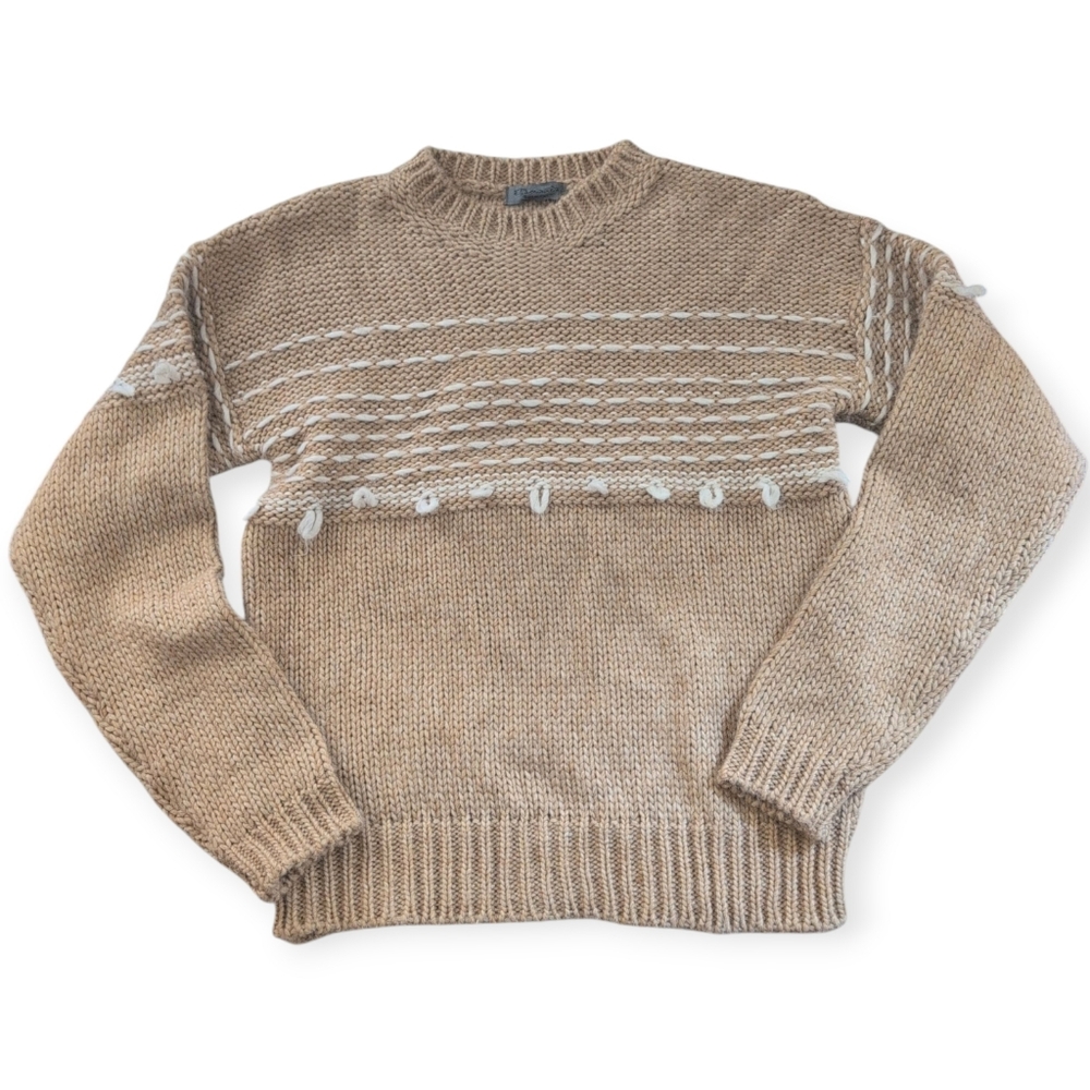 Elsa Manda Sweater Women's M Tan/Ivory  Alpaca Wool Blend‎ Classic Pullover